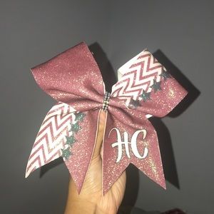Maroon, white and black cheer bow